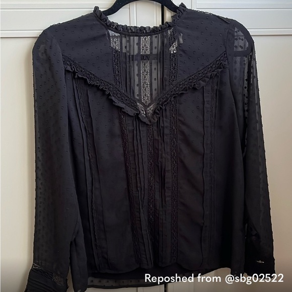 Sezane Black Sheer Blouse - Picture 4 of 6